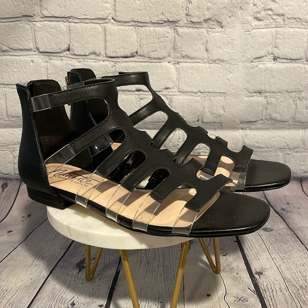 Nanette Lepore black leather Roman sandals Size 8.5